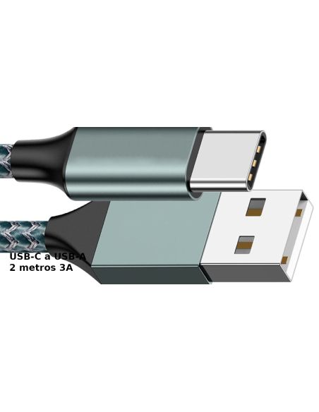 Cable USB-C a USB-A 2m 3A 480Mbs trenzado nylon