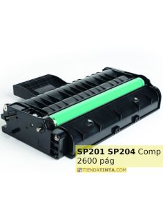Tóner compatible Ricoh SP201HE Negro 407254 (2600 Pag) para SP200 y mas