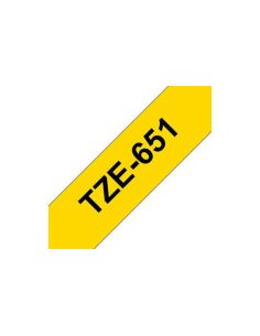 Cinta Brother TZe651 laminada Texto negro sobre fondo amarillo Ancho 24mm