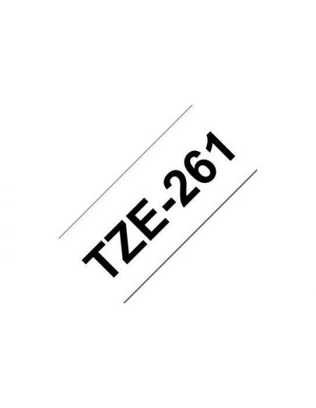 Cinta Brother TZe-261 36mm laminada Texto negro fondo blanco