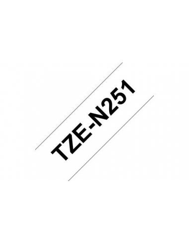 Cinta Brother TZeN251 no laminada Texto negro sobre fondo blanco Ancho 24 mm