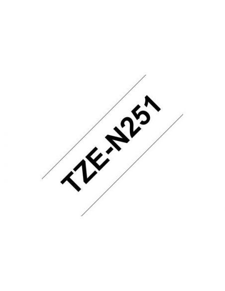 Cinta Brother TZeN251 no laminada Texto negro sobre fondo blanco Ancho 24 mm