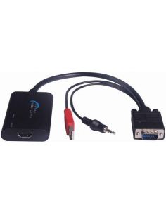 Adaptador VGA a HDMI con audio y alimentacion USB hasta 1080P