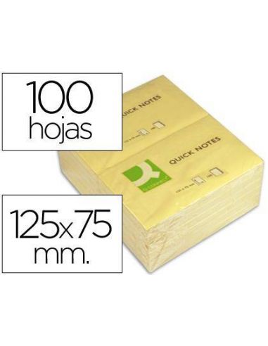 Notas adhesivas 75x125mm amarillo 100h. Tipo Post-it KF10503
