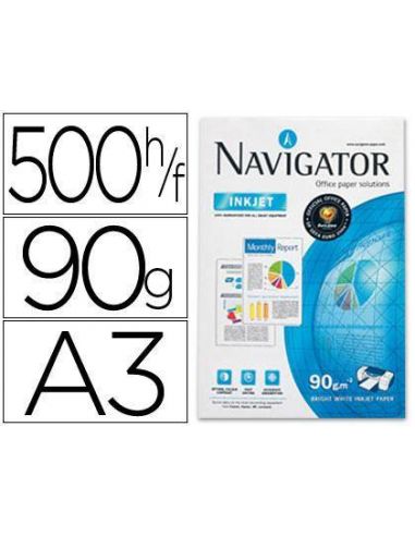 Papel A3 multifuncion 500h. 90g/m² Navigator NAV-90-A3