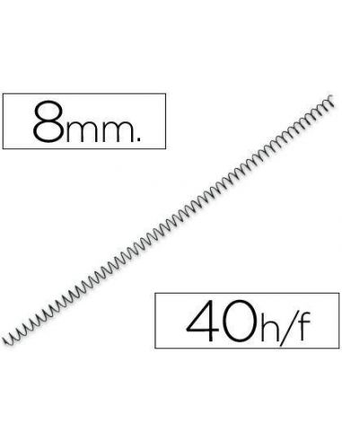 Espiral de encuadernación 8mm metálicas NEGRO hasta 40h. (100 Unid) ESP008