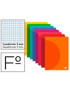 Cuaderno A4 48h. cuadricula 3mm con margen de colores surtidos