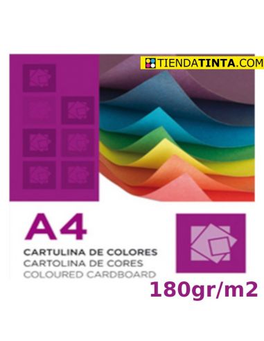 Cartulina de 10 colores distintos tamaño A4 y 180g/m² (1 h)