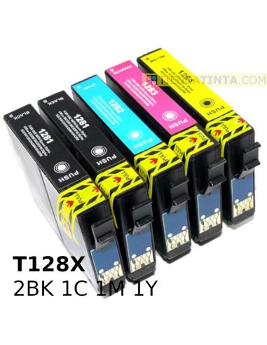 Tinta compatible Pack Epson T128X 2BK 1c 1m 1y (5 Unid)