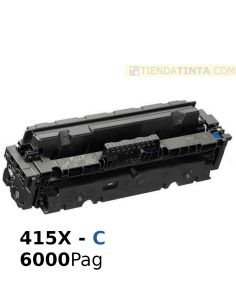 Tóner compatible HP 415X CIAN (6000 Pag) sin chip para M454 y mas