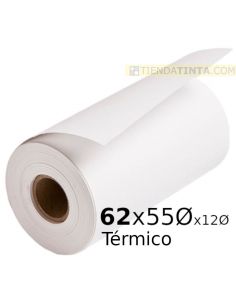 Rollo papel térmico 62x55x12mm 56g/m²