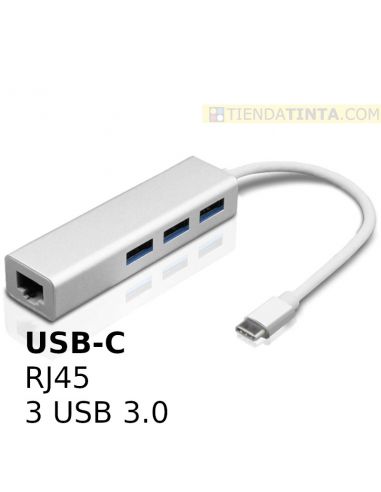 Adaptador aluminio USB-c a RJ45...