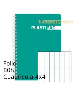 Cuaderno espiral Folio tapa plástico 80h cuadricula 4x4 colores surtidos